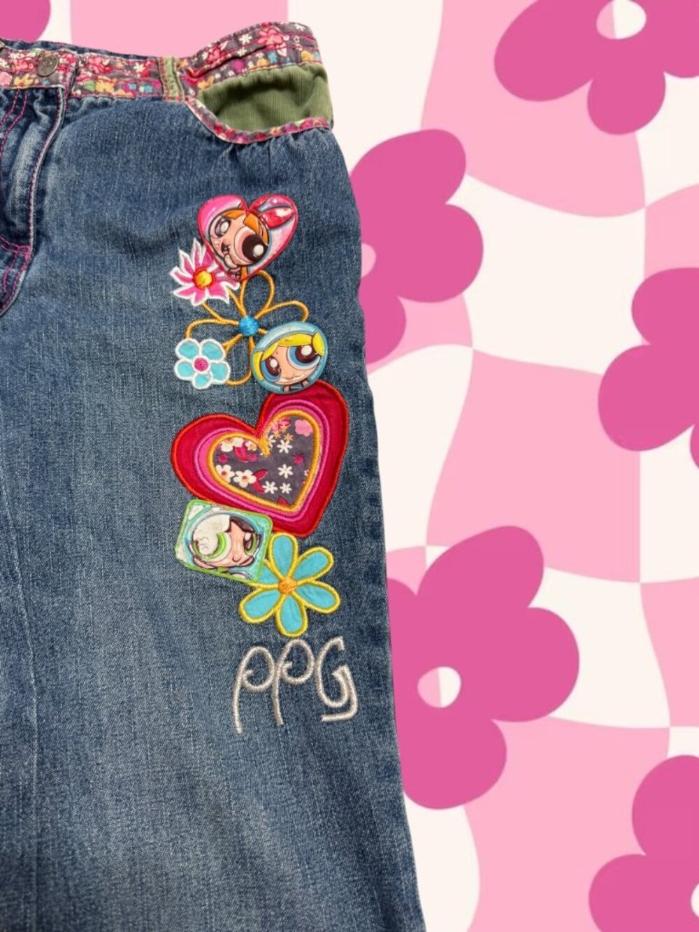 Vintage 2006 Powerpuff Girls Matching Set Girls 10 Jeans 8 Top Y2K Rare Grail - Picture 9 of 16